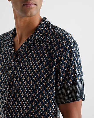 Dot Hem Geo Rayon Short Sleeve Shirt