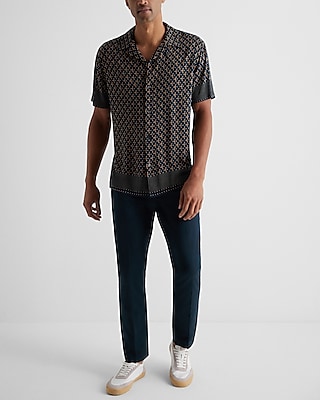 Dot Hem Geo Rayon Short Sleeve Shirt