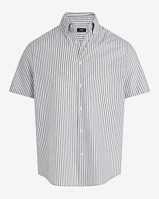 Crinkle Textured Cotton Short Sleeve Shirt