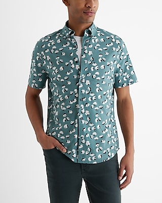 Floral Cotton Stretch Short Sleeve Shirt