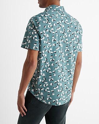 Floral Cotton Stretch Short Sleeve Shirt