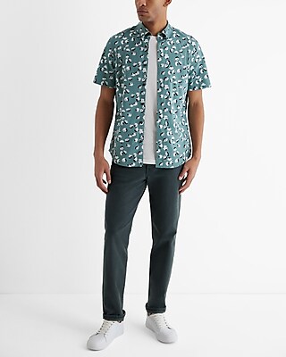 Floral Cotton Stretch Short Sleeve Shirt