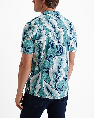 Textured Leaf Cotton Stretch Short Sleeve Shirt - image 4