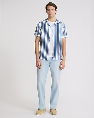 Multi Striped Rayon Short Sleeve Shirt - image 3