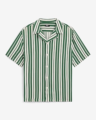Multi Striped Rayon Short Sleeve Shirt