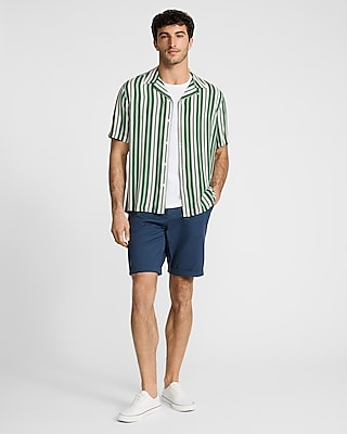 Multi Striped Rayon Short Sleeve Shirt