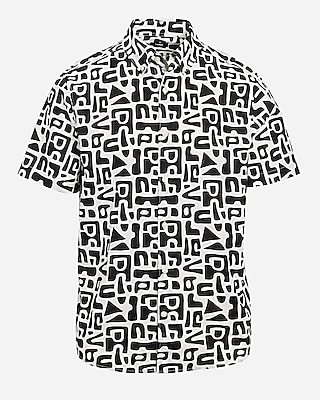 Abstract Geo Cotton Stretch Short Sleeve Shirt