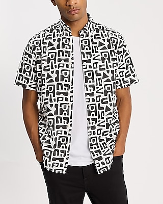 Abstract Geo Cotton Stretch Short Sleeve Shirt