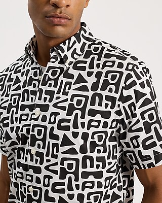 Abstract Geo Cotton Stretch Short Sleeve Shirt