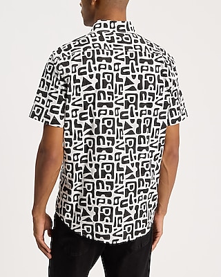 Abstract Geo Cotton Stretch Short Sleeve Shirt