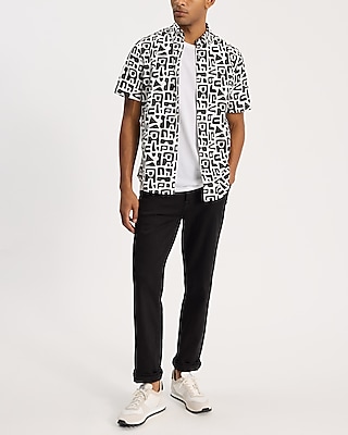 Abstract Geo Cotton Stretch Short Sleeve Shirt