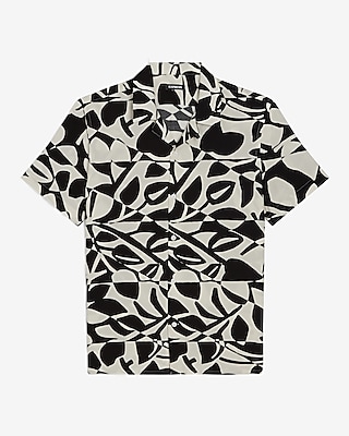 Abstract Print Rayon Short Sleeve Shirt