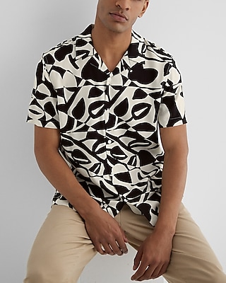 Abstract Print Rayon Short Sleeve Shirt