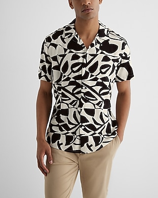 Abstract Print Rayon Short Sleeve Shirt