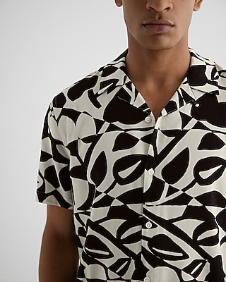 Abstract Print Rayon Short Sleeve Shirt