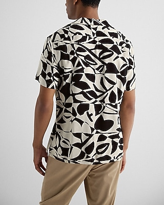 Abstract Print Rayon Short Sleeve Shirt