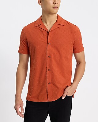 Cotton Textured Dobby Grid Short Sleeve Shirt