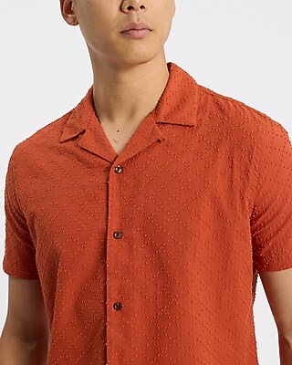Cotton Textured Dobby Grid Short Sleeve Shirt