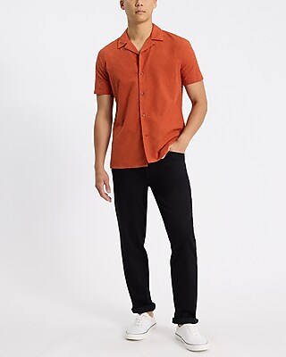 Cotton Textured Dobby Grid Short Sleeve Shirt