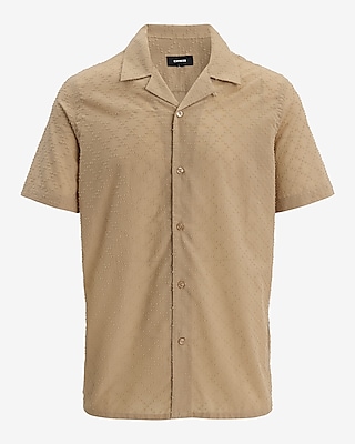 Cotton Textured Dobby Grid Short Sleeve Shirt