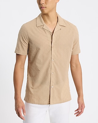 Cotton Textured Dobby Grid Short Sleeve Shirt