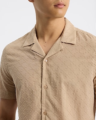 Cotton Textured Dobby Grid Short Sleeve Shirt