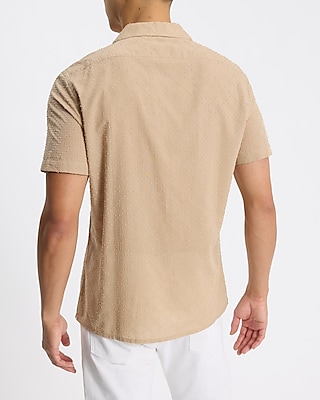 Cotton Textured Dobby Grid Short Sleeve Shirt