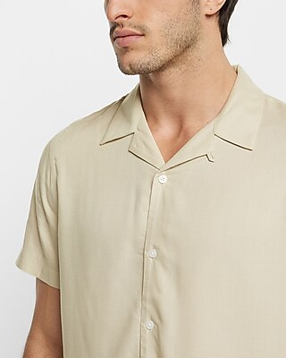 Solid Rayon Short Sleeve Shirt