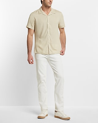 Solid Rayon Short Sleeve Shirt