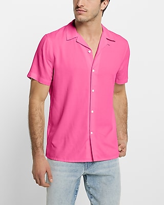 Solid Rayon Short Sleeve Shirt