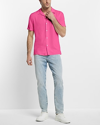 Solid Rayon Short Sleeve Shirt