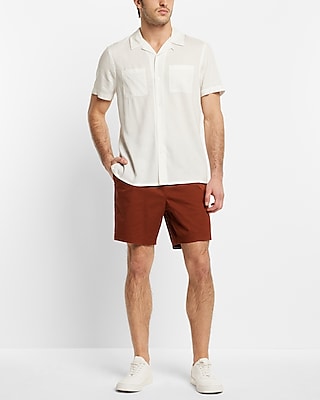 Solid Rayon Short Sleeve Shirt