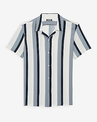 Striped Rayon Short Sleeve Shirt