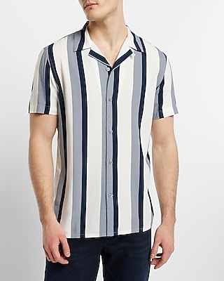 Striped Rayon Short Sleeve Shirt