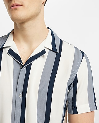 Striped Rayon Short Sleeve Shirt