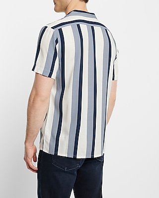 Striped Rayon Short Sleeve Shirt