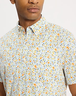 Fruit Floral Cotton Stretch Short Sleeve Shirt