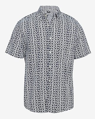 Geo Print Cotton Stretch Short Sleeve Shirt