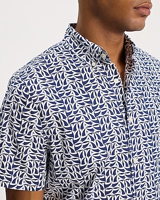 Geo Print Cotton Stretch Short Sleeve Shirt