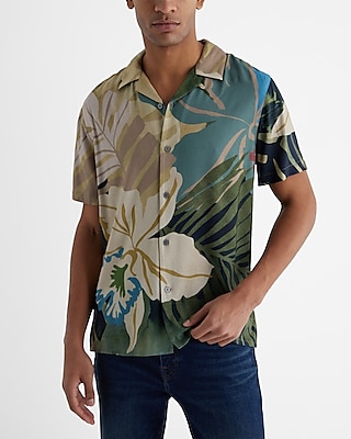 Floral Graphic Rayon Short Sleeve Shirt