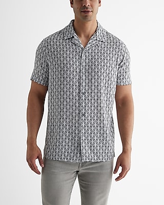Geo Rayon Short Sleeve Shirt | Express