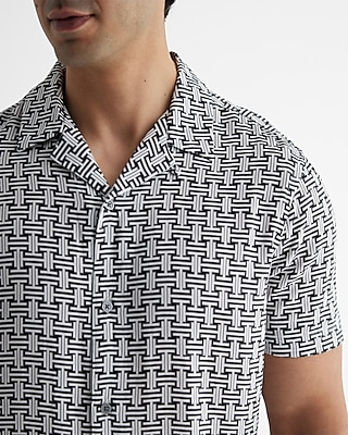 Geo Rayon Short Sleeve Shirt | Express