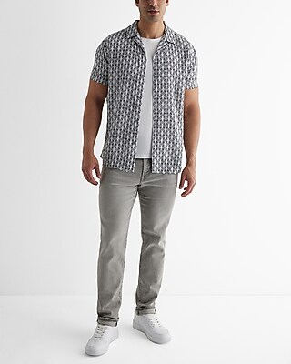 Geo Rayon Short Sleeve Shirt | Express