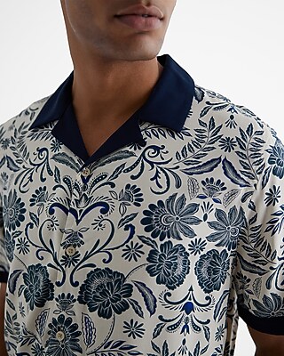 Bordered Paisley Rayon Short Sleeve Shirt