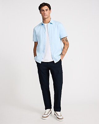 Slim Short Sleeve Cotton Stretch 1MX Dress Shirt