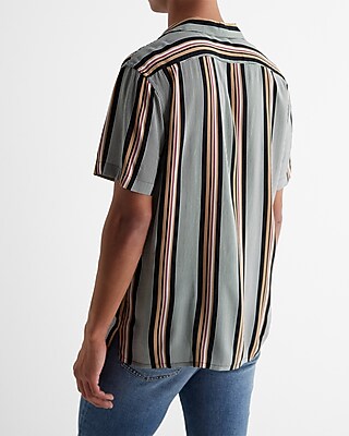 Striped Rayon Short Sleeve Shirt - image 3