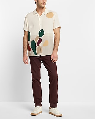 Desert Scene Print Rayon Short Sleeve Shirt