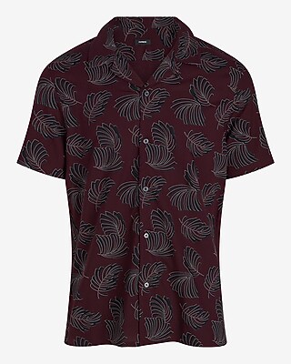 Palm Print Rayon Short Sleeve Shirt