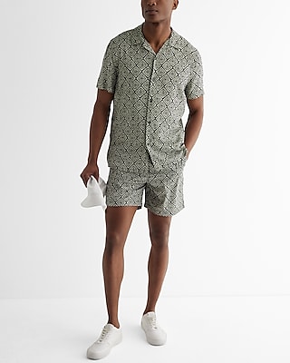 Geo Print Rayon Short Sleeve Shirt