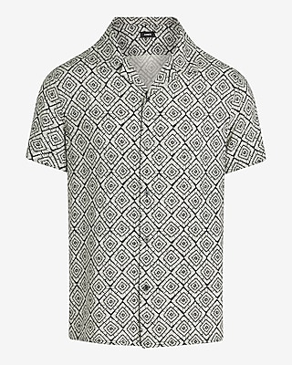 Geo Print Rayon Short Sleeve Shirt